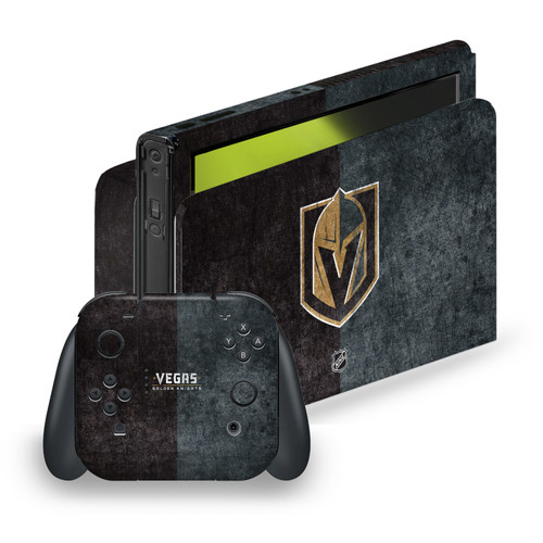NHL Vegas Golden Knights Half Distressed Vinyl Sticker Skin Decal Cover for Nintendo Switch OLED
