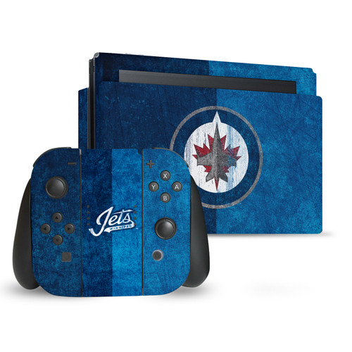 NHL Winnipeg Jets Half Distressed Vinyl Sticker Skin Decal Cover for Nintendo Switch Bundle