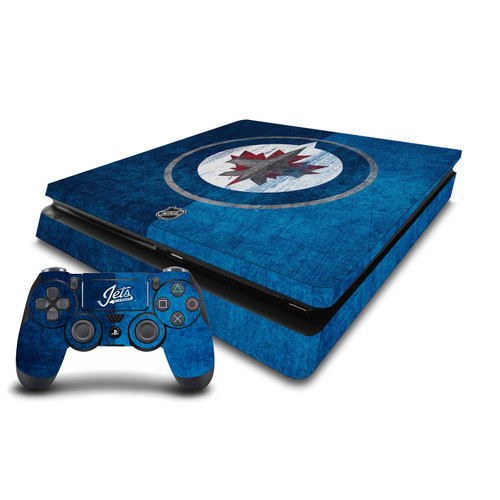 NHL Winnipeg Jets Half Distressed Vinyl Sticker Skin Decal Cover for Sony PS4 Slim Console & Controller