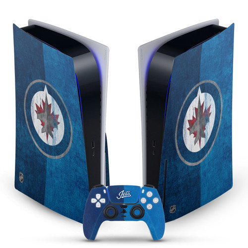 NHL Winnipeg Jets Half Distressed Vinyl Sticker Skin Decal Cover for Sony PS5 Disc Edition Bundle
