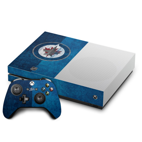 NHL Winnipeg Jets Half Distressed Vinyl Sticker Skin Decal Cover for Microsoft One S Console & Controller