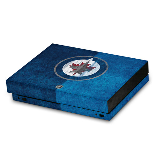 NHL Winnipeg Jets Half Distressed Vinyl Sticker Skin Decal Cover for Microsoft Xbox One X Console