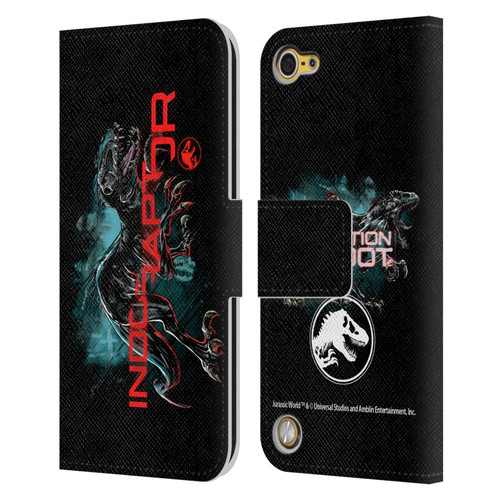 Jurassic World Fallen Kingdom Key Art Indoraptor Leather Book Wallet Case Cover For Apple iPod Touch 5G 5th Gen