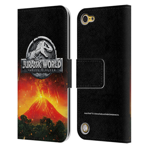 Jurassic World Fallen Kingdom Logo Volcano Eruption Leather Book Wallet Case Cover For Apple iPod Touch 5G 5th Gen