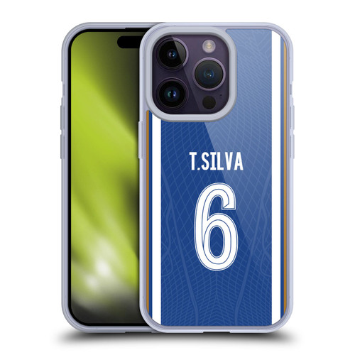 Chelsea Football Club 2023/24 Players Home Kit Thiago Silva Soft Gel Case for Apple iPhone 14 Pro