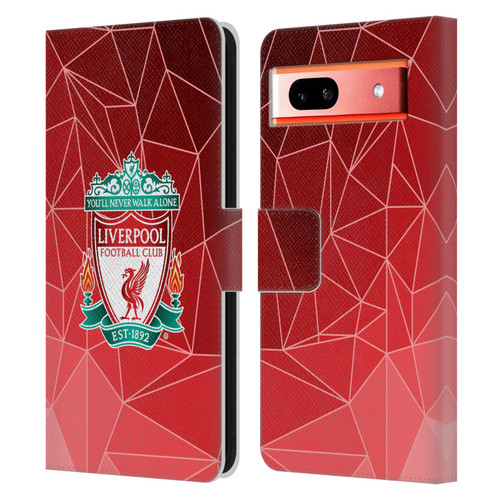 Liverpool Football Club Crest & Liverbird 2 Geometric Leather Book Wallet Case Cover For Google Pixel 7a