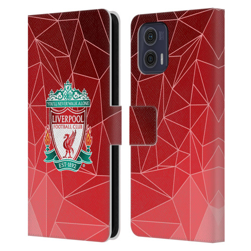 Liverpool Football Club Crest & Liverbird 2 Geometric Leather Book Wallet Case Cover For Motorola Moto G73 5G