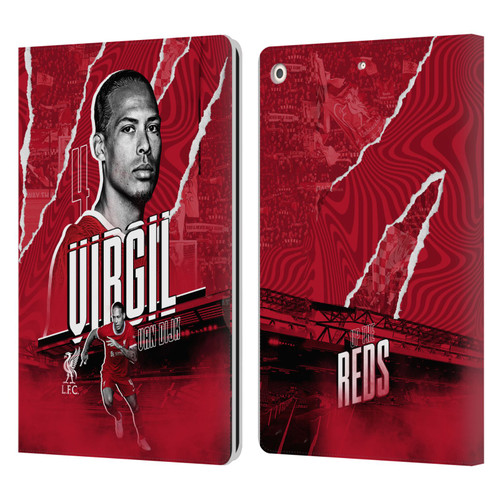 Liverpool Football Club 2023/24 First Team Virgil van Dijk Leather Book Wallet Case Cover For Apple iPad 10.2 2019/2020/2021