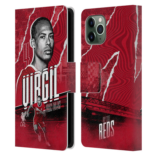 Liverpool Football Club 2023/24 First Team Virgil van Dijk Leather Book Wallet Case Cover For Apple iPhone 11 Pro