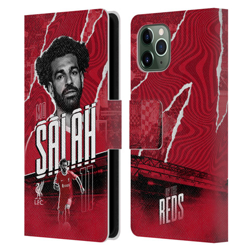 Liverpool Football Club 2023/24 First Team Mohamed Salah Leather Book Wallet Case Cover For Apple iPhone 11 Pro