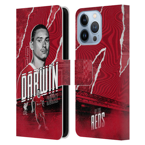 Liverpool Football Club 2023/24 First Team Darwin Núñez Leather Book Wallet Case Cover For Apple iPhone 13 Pro