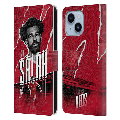 Liverpool Football Club 2023/24 First Team Mohamed Salah Leather Book Wallet Case Cover For Apple iPhone 14 Plus
