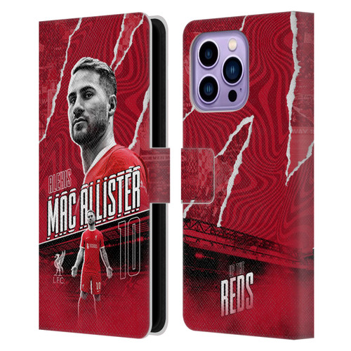 Liverpool Football Club 2023/24 First Team Alexis Mac Allister Leather Book Wallet Case Cover For Apple iPhone 14 Pro Max