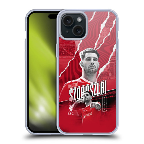 Liverpool Football Club 2023/24 First Team Dominik Szoboszlai Soft Gel Case for Apple iPhone 15 Plus