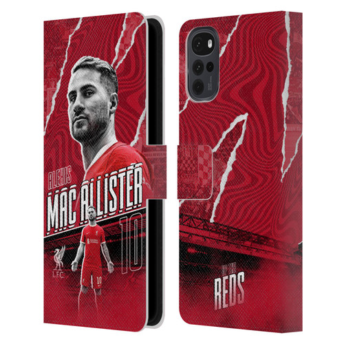 Liverpool Football Club 2023/24 First Team Alexis Mac Allister Leather Book Wallet Case Cover For Motorola Moto G22