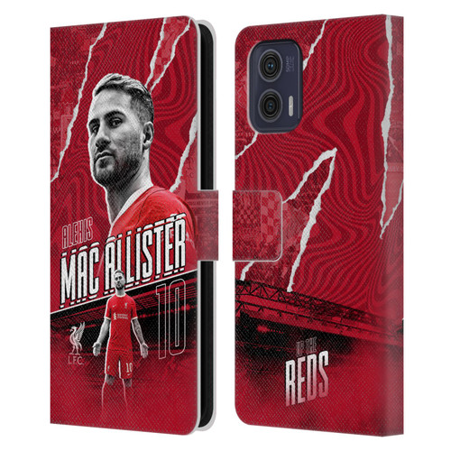 Liverpool Football Club 2023/24 First Team Alexis Mac Allister Leather Book Wallet Case Cover For Motorola Moto G73 5G