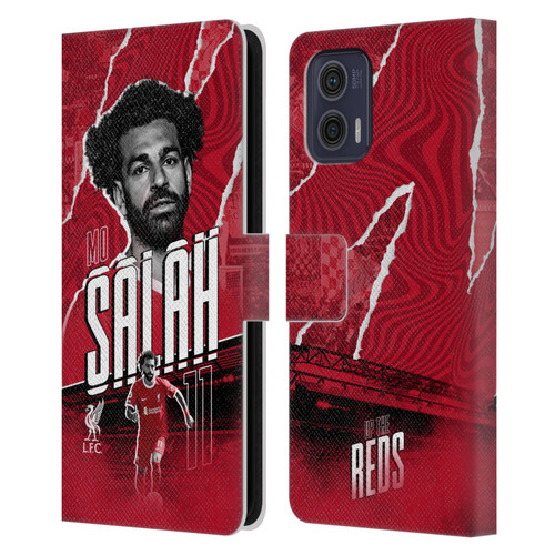 Liverpool Football Club 2023/24 First Team Mohamed Salah Leather Book Wallet Case Cover For Motorola Moto G73 5G