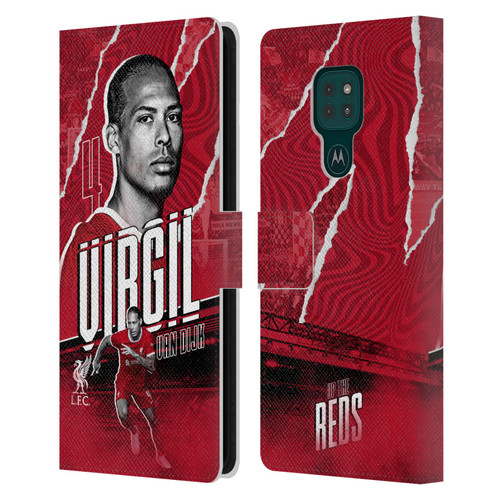 Liverpool Football Club 2023/24 First Team Virgil van Dijk Leather Book Wallet Case Cover For Motorola Moto G9 Play