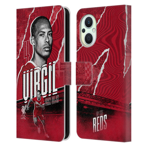 Liverpool Football Club 2023/24 First Team Virgil van Dijk Leather Book Wallet Case Cover For OPPO Reno8 Lite