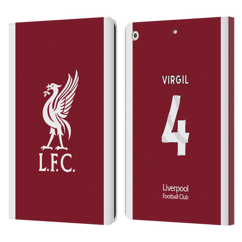 Liverpool Football Club 2023/24 Players Home Kit Virgil van Dijk Leather Book Wallet Case Cover For Apple iPad 10.2 2019/2020/2021