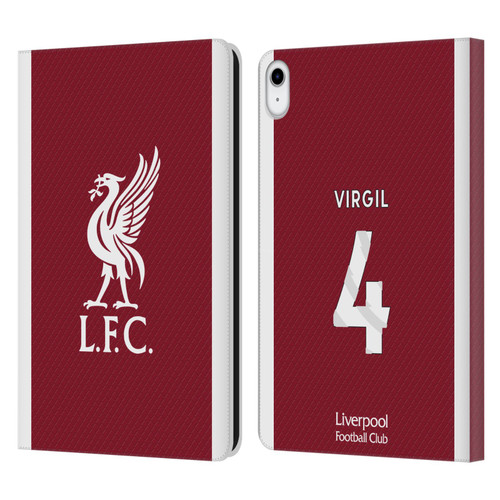 Liverpool Football Club 2023/24 Players Home Kit Virgil van Dijk Leather Book Wallet Case Cover For Apple iPad 10.9 (2022)
