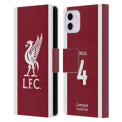 Liverpool Football Club 2023/24 Players Home Kit Virgil van Dijk Leather Book Wallet Case Cover For Apple iPhone 11