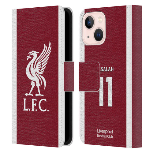 Liverpool Football Club 2023/24 Players Home Kit Mohamed Salah Leather Book Wallet Case Cover For Apple iPhone 13 Mini