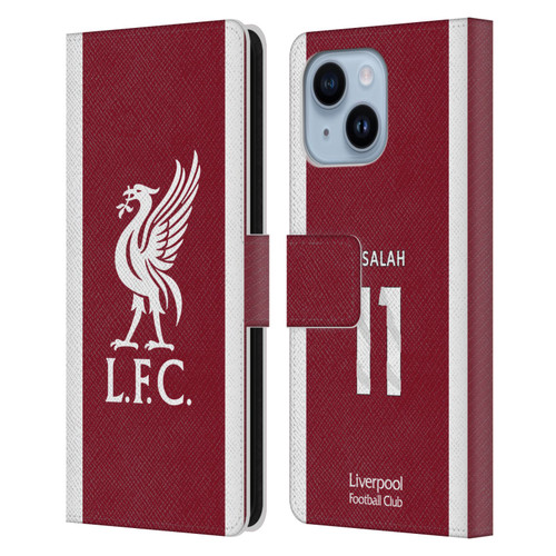 Liverpool Football Club 2023/24 Players Home Kit Mohamed Salah Leather Book Wallet Case Cover For Apple iPhone 14 Plus