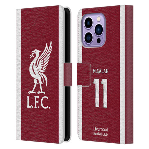 Liverpool Football Club 2023/24 Players Home Kit Mohamed Salah Leather Book Wallet Case Cover For Apple iPhone 14 Pro Max