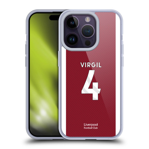 Liverpool Football Club 2023/24 Players Home Kit Virgil van Dijk Soft Gel Case for Apple iPhone 14 Pro