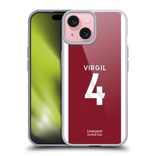 Liverpool Football Club 2023/24 Players Home Kit Virgil van Dijk Soft Gel Case for Apple iPhone 15