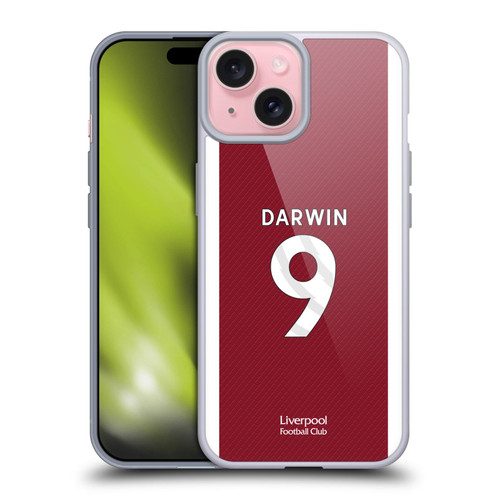 Liverpool Football Club 2023/24 Players Home Kit Darwin Núñez Soft Gel Case for Apple iPhone 15
