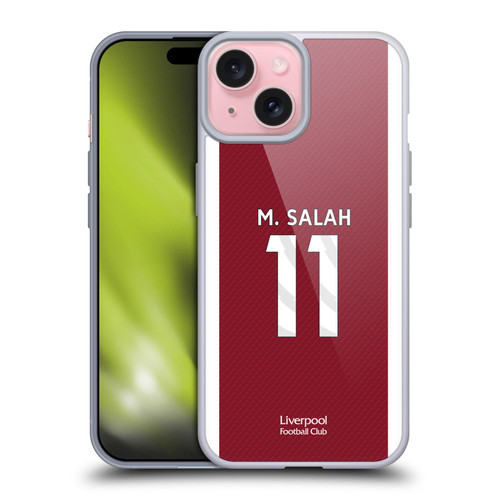 Liverpool Football Club 2023/24 Players Home Kit Mohamed Salah Soft Gel Case for Apple iPhone 15