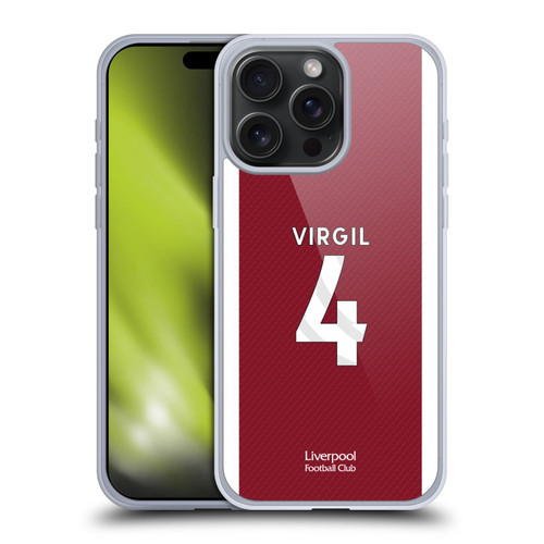 Liverpool Football Club 2023/24 Players Home Kit Virgil van Dijk Soft Gel Case for Apple iPhone 15 Pro Max