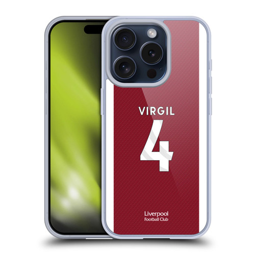Liverpool Football Club 2023/24 Players Home Kit Virgil van Dijk Soft Gel Case for Apple iPhone 15 Pro