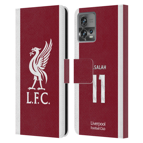 Liverpool Football Club 2023/24 Players Home Kit Mohamed Salah Leather Book Wallet Case Cover For Motorola Moto Edge 30 Fusion