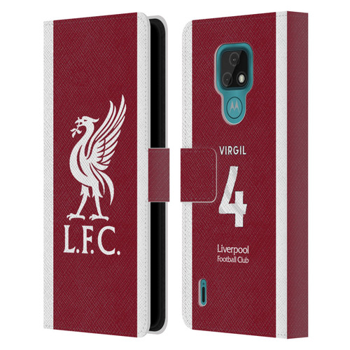 Liverpool Football Club 2023/24 Players Home Kit Virgil van Dijk Leather Book Wallet Case Cover For Motorola Moto E7