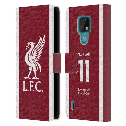 Liverpool Football Club 2023/24 Players Home Kit Mohamed Salah Leather Book Wallet Case Cover For Motorola Moto E7