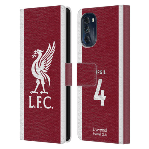 Liverpool Football Club 2023/24 Players Home Kit Virgil van Dijk Leather Book Wallet Case Cover For Motorola Moto G (2022)