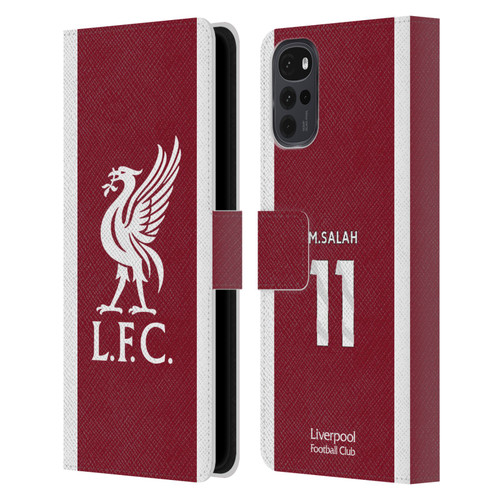 Liverpool Football Club 2023/24 Players Home Kit Mohamed Salah Leather Book Wallet Case Cover For Motorola Moto G22