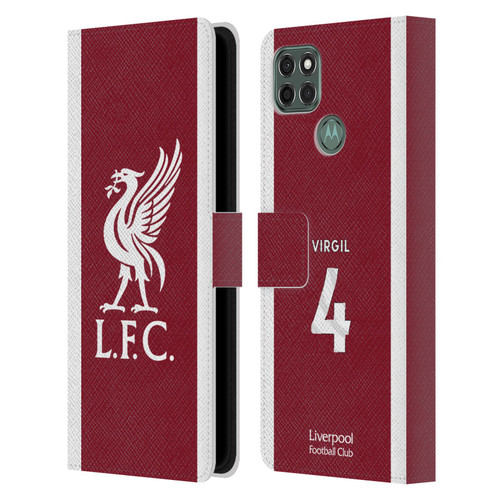 Liverpool Football Club 2023/24 Players Home Kit Virgil van Dijk Leather Book Wallet Case Cover For Motorola Moto G9 Power