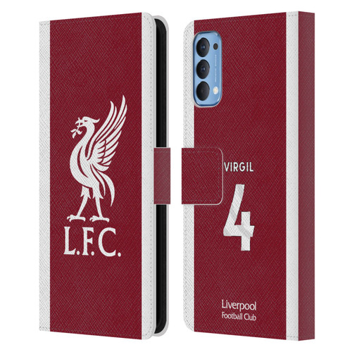 Liverpool Football Club 2023/24 Players Home Kit Virgil van Dijk Leather Book Wallet Case Cover For OPPO Reno 4 5G