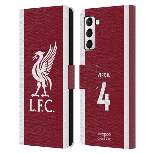 Liverpool Football Club 2023/24 Players Home Kit Virgil van Dijk Leather Book Wallet Case Cover For Samsung Galaxy S21+ 5G