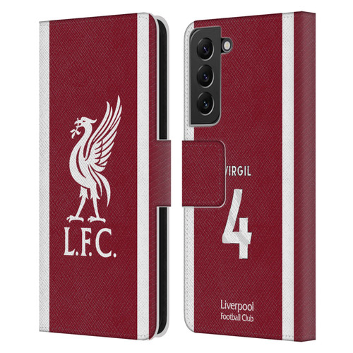 Liverpool Football Club 2023/24 Players Home Kit Virgil van Dijk Leather Book Wallet Case Cover For Samsung Galaxy S22+ 5G