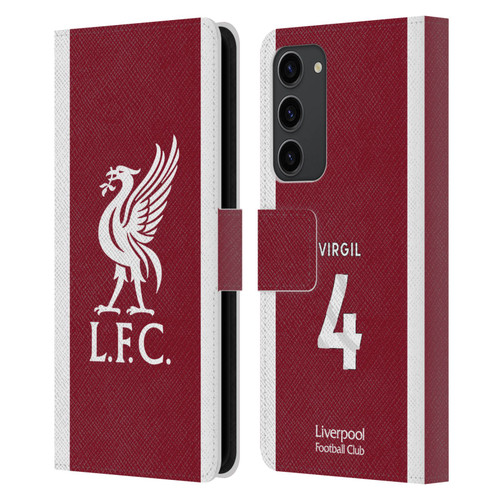 Liverpool Football Club 2023/24 Players Home Kit Virgil van Dijk Leather Book Wallet Case Cover For Samsung Galaxy S23+ 5G
