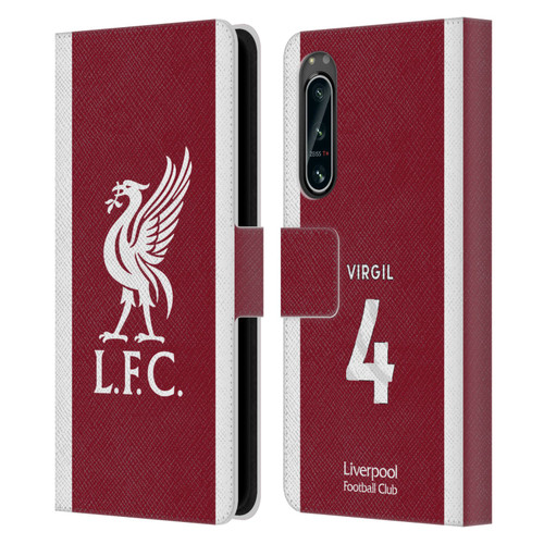 Liverpool Football Club 2023/24 Players Home Kit Virgil van Dijk Leather Book Wallet Case Cover For Sony Xperia 5 IV