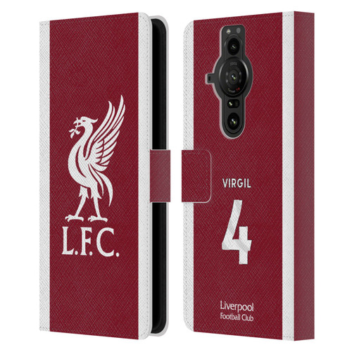 Liverpool Football Club 2023/24 Players Home Kit Virgil van Dijk Leather Book Wallet Case Cover For Sony Xperia Pro-I