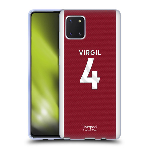Liverpool Football Club 2023/24 Players Home Kit Virgil van Dijk Soft Gel Case for Samsung Galaxy Note10 Lite