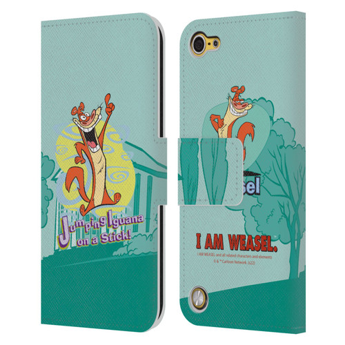 I Am Weasel. Graphics Jumping Iguana On A Stick Leather Book Wallet Case Cover For Apple iPod Touch 5G 5th Gen