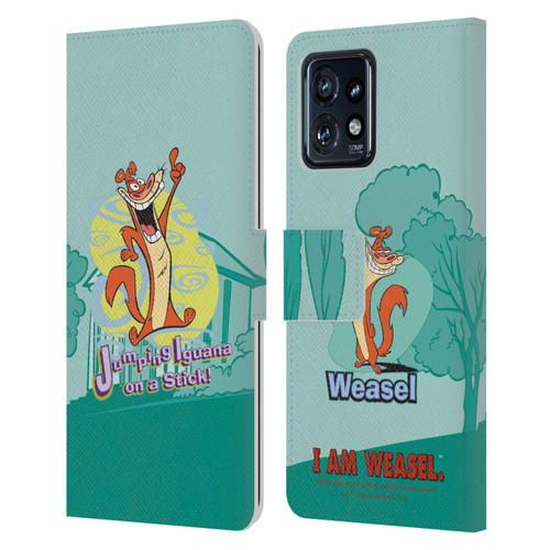 I Am Weasel. Graphics Jumping Iguana On A Stick Leather Book Wallet Case Cover For Motorola Moto Edge 40 Pro
